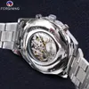Forsining Edelstahl Wasserdichte Herren Skeleton Uhren Top Marke Luxus Transparente Mechanische Sport Männliche Armbanduhren 210329