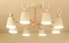 북유럽 현대 미니멀 뿔 램프 그늘 샹들리에 E27 주방 거실 침실 연구 호텔 MYY를위한 단단한 나무 조명을 주도
