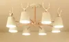 Nordic Moderne Minimalistische gewei Lamp Schaduw Kroonluchter E27 LED Solid Wood Lighting voor Keuken Woonkamer Slaapkamer Studie Hotel Myy