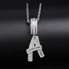 HotSale Custom Name Bling CZ A-Z Brev Hängen Halsband med 24-tums Rope Chain för män Zircon Hip Hop Smycken