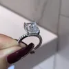 Vecalon bague de promesse élégante en argent Sterling 925 bague de fête en diamant bagues de mariage pour femmes bijoux