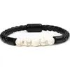 8 mm mattes Onyx-/Tigerauge-Howlith-Türkis-Stein-Perlen-Armband aus echtem Leder, Seil, Armbänder für Männer und Frauen