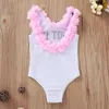 Baby baddräkt toddler tjejer blomma bikini badkläder brev spädbarn baddräkt barn baddräkt sommar baby beachwear vit svart dw5133