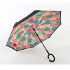 Windproof Reverse Umbrella New Design 82 Colors Double Layer Inverted Umbrellas C Handle Umbrellas For Car Printable Customer Logo EEA531