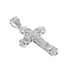 WholeRetro Gold Cross Charm Pendentif Full Ice Out CZ Simulé Diamants Catholique Crucifix Pendentif Collier Avec Long Cubain Cha1135846