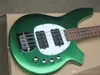 Métal Vert 4 cordes Guitare basse électrique avec blanc pickguard, Touche palissandre, Chrome Quincailleries, peut être personnalisé