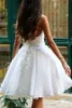 Jolie robe de mariée trapèze courte, longueur aux genoux, avec des Appliques, fermeture éclair au dos, en Tulle
