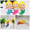 Creative LED Mermaid Doll Lighted Keychain Promotional Gift Bags Car Ornaments Luminous Sounding Keyring DH0539