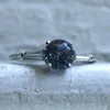 Luxurious retro classic popular 925 Sterling Silver Natural Diamond Dark Blue Ring Bridal Engagement jewelry love size 6-10