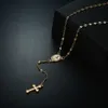 New Fashion chic Gold Silver Cross Rosary Virgin Mary Virgin Religious Jesus Cross Pendant Men Women Necklace