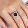 4 Style Real 100% 925 Sterling Silver Rings Finger Smycken Eternal Natural Blue Sapphire Bröllopsförlovningsring för kvinnor VN68