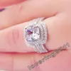 Victoria Wieck Cushion Cut 8mm Stone 5a Zircon Stone 10kt White Gold Filled Lovers 3-In-1 Engagement Wedding Ring Set SZ 5-11233D