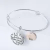 Two-tone Be Happy Charm Bracelets Bangle Friend Brave Strong Fashion Jewelry B1622/3