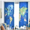 map curtains New children's room curtain boy bedroom cute cartoon world map blackout curtain 3d curtains