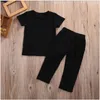 2019 New Moda Fashion Feitiço Kids Baby Boy Roupas sem dor sem letras de ganho impresso T-shirt Top + XO Calças 2 pcs Set Children Summer Sets