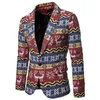 Fashion Men Adults Christmas Costumes Xmas Suit Funny Party Suits Santa Print Blazer