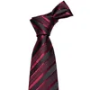 Fast Shipping Ties Mens 100% Silk Designers Fashion Black Red Stripes Tie Hanky Cufflinks Sets for Mens Formal Wedding Party Groom N-5022