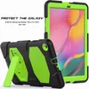 Soft Silicone iPad Tablet PC-fodral för Samsung Galaxy Tab T510 10.1INCH Militär Extreme Tunga stötskyddade med skärmskydd Kickstandlock