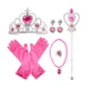 Girls Princess cosplay accessories 6pc set Crown+Fairy Stick+Necklace+Gloves+Ring+Eardrop Children party performance halloween jewelry C4685