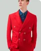 Esmoquin de novio rojo, padrino de boda de doble botonadura, traje de 3 piezas, moda para hombres, chaqueta de fiesta de graduación de negocios, chaqueta (chaqueta + pantalones + corbata + chaleco) 2271