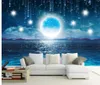 3D -Wand -Wandbilder Tapete heller Mond schöner Nachthimmel Sternenmond Landschaft Wohnzimmer Wall1574593