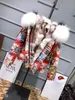 Winter Parkas 2018 Nowy Zagęścić Ciepły Streszczenie Print Jacket Real Fur Wewnętrzna Wewnętrzna Kurtka Zimowa Płaszcz Dla Kobiet