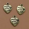 DIY Jewelry Accessories Retro Alloy Love Letter Charms Made With Heart Pendant For Necklace Bracelet Bronze And Silver