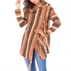 여자 streetwear 목도리 가을 봄 패션 Tassel 카디건 긴 소매 스트라이프 캐주얼 스웨터 여성 Cardigans 9003