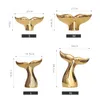 Golden Whale Tail Statue Figurines Modern Ceramic Animal Sculpture Flower Vase Contemporary Coastal Ornament Decoration for Home Office