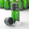 USA UK Market Empty 10 ml Green Glass Bottles Wholesale E Liquid Glass Droper flaskor 10 ml för aromaterapi Kosmetisk gratis frakt