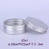 60ml Empty Aluminum Jars Containers 60g Cosmetic DAB Tool Storage Wax Screw Lid Round Metal Tin Box Cans 60 ml For Dry Herb Gloss Balm Makeup Lip Essense Cosmetics Cases