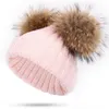 Baby-Wolle Strickmütze Hut Säuglingskleinkind Jungen und Mädchen Fest Farbe warme Winter Twist Double-Layer Große Wolle-Ball-Kappe