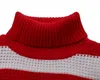 Heren Sweaters Winter Fashion Stripe Print Design Grote Size Turtleneck Trui Lange Mouw Contrast Casual