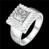 Vergoldeter Ring aus Sterlingsilber, klassisches Quadrat mit weißem Zirkon, DHSR728, US-Größe 7,8,9. Heißer Verkauf, Solitärring-Schmuck aus 925er Silber für Damen
