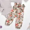 Tute per ragazze Pantaloni floreali Set Abiti firmati per bambini Pantaloni a maniche lunghe con volant arruffati Abiti per bambini Articolo Pit Triangolo Body ZYQ472