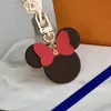 Plaid Mouse Designer Bow Keychains PU Leather Animal Bag Pendant Charm Girls Cars Keyrings Chains Holder Fashion Women Key Ring Jewelry Gift