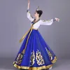 Korean women's stage national performance celebrate group dance costume chiffon sleeve 3 color long dress good quality unique clothing
