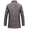 Manteau en laine hommes hiver épais coupe-vent écharpe amovible pardessus abrigo hombre mâle décontracté longue veste bussiness trench manteaux