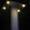 Luxury Large Thermostatic Shower System Rainfall Waterfall Massage Misty Showerhead Set Bathroom LED Faucets 24inch