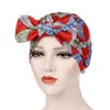 Nyaste Bohemian Spring Muslim Turban Hat Floral Hijab Cap Head Wrap Hårförlust Head Scarf Bowknot Women Mode Accessories
