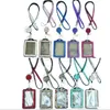 Rhinestone Bling Lanyard Retractable Crystal Diamond Necklace neck strap with Horizontal ID Badge Holder and Key Chain fo htc cell Phone