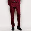 2018 Burgundy Men Suits Black Peaked Lapel Three Wedding Groom Tuxedos Custom Bridegroom Wear Jacket Pants Vest5350264