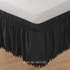 Pompom Fringe Bed Skirt Ruffle Elastic Bed Wrap Around Bedskirt Easy On/Off 16inch Drop White Black Gray Twin Full Queen King Y200423