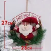 Christmas Rattan Wooden Wreath Doll Door Hanging Decoration Garland Wreath Christmas Santa Snowman Elk Hanging Decor