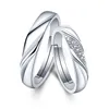 Öppet justerbar silverring diamant kubik zirkonia patiens ringer par engagemang bröllop för kvinnor män mode smycken vilja och sandig