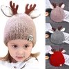 2019 NOVO bonito rena Antlers Beanie Baby macio morno Crochet Gorro para a criança das meninas dos meninos 5 Cores