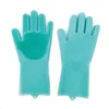 Gants en silicone brosse en caoutchouc maison salle de lavage cuisine outils de nettoyage gommage des poils d'animaux magie multi fonction bras long