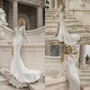 2020 боковых сплит русалка свадебные платья кружева 3D цветочные аппликации разведка поезда пляж свадебное платье на заказ сделано с длинным рукавом Boho халаты де-Марие
