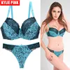 Ensemble soutien-gorge et culotte Sexy en dentelle, Lingerie Push Up, sous-vêtements pour dames, grande taille, longueur goutte