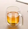Muggar Dubbelmur Glas Drink Kopp Handgjord Värmebeständig Frisk Kaffe Kaffe Isolerad Klar